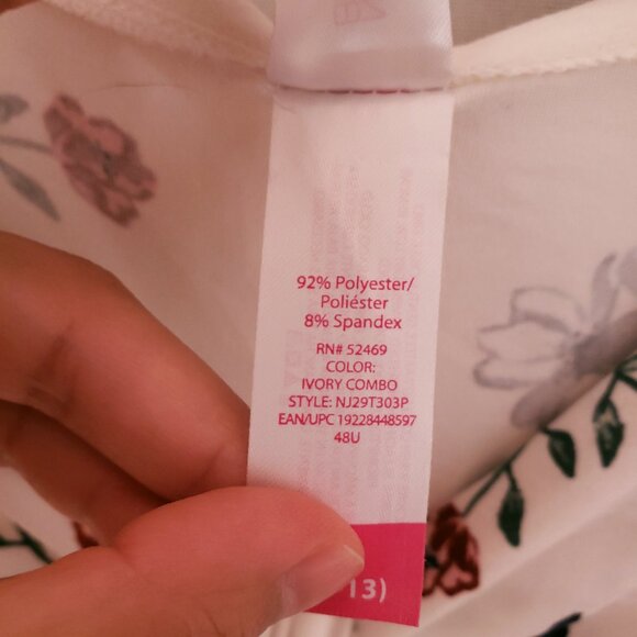 No Boundaries White Floral Stretchy Short Sleeve Youth Dress Size L (11-13) - Picture 6 of 14